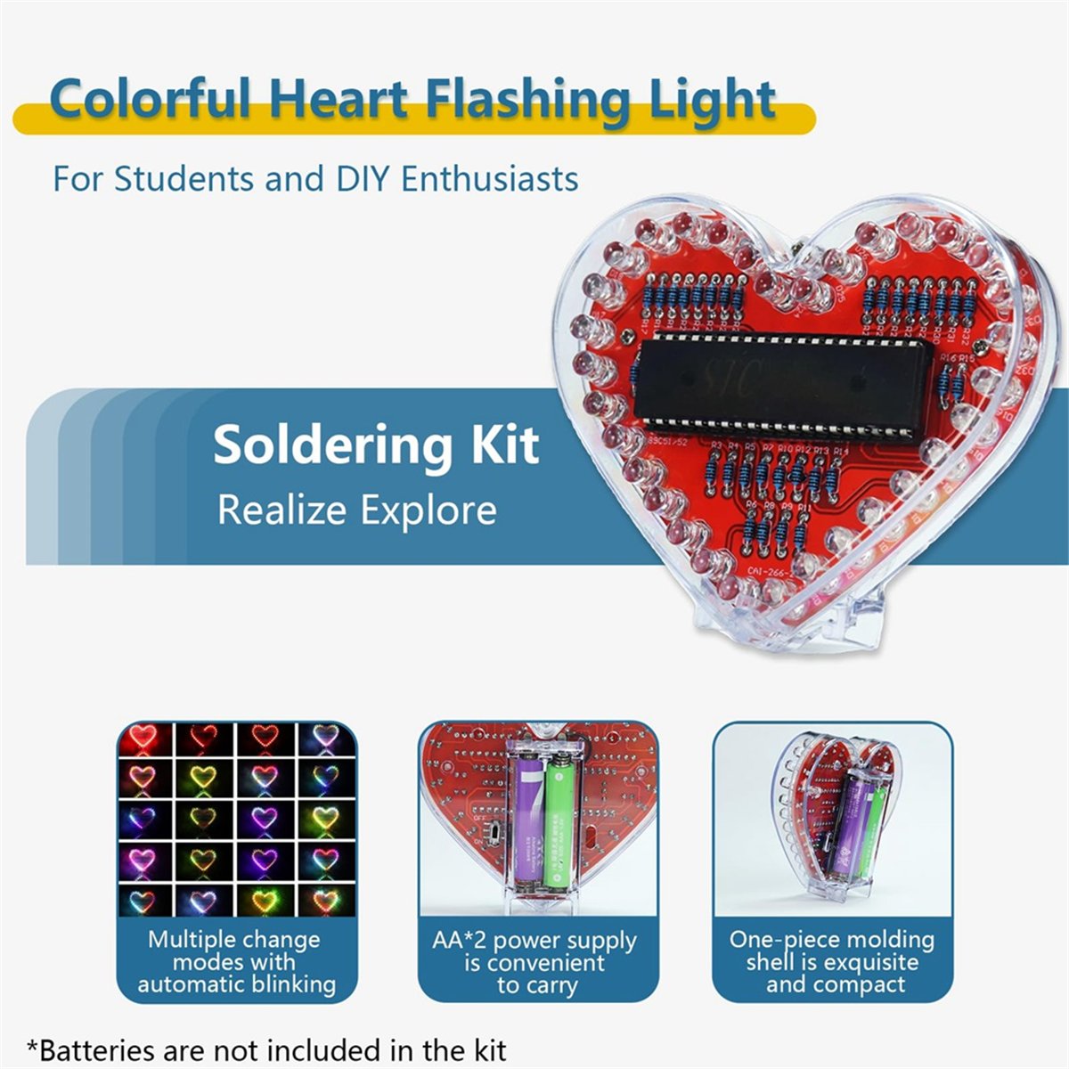 Diy Electronics Projects For Students - DT262/Soldering Practice Kit, Heart Shaped LED