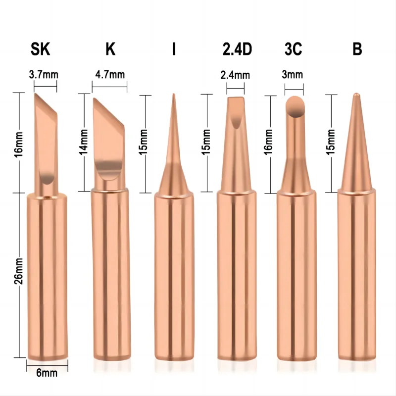 JCD 5PCS Copper Iron Tip I/B / – обзор и цена Soldering Iron Kit