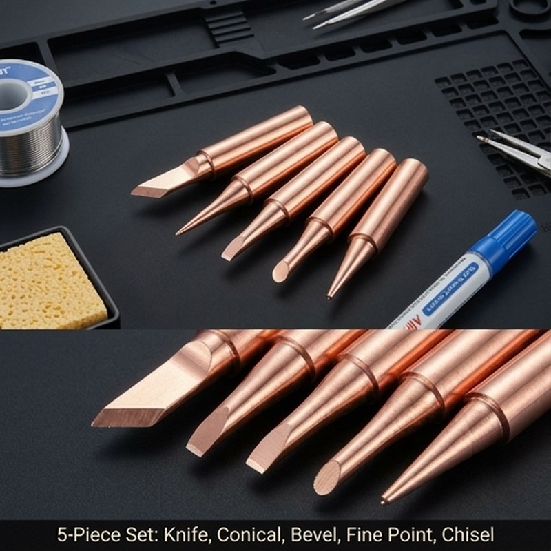 900M Soldering Iron Tip Set 5P – обзор и цена Diy Electronics Bench