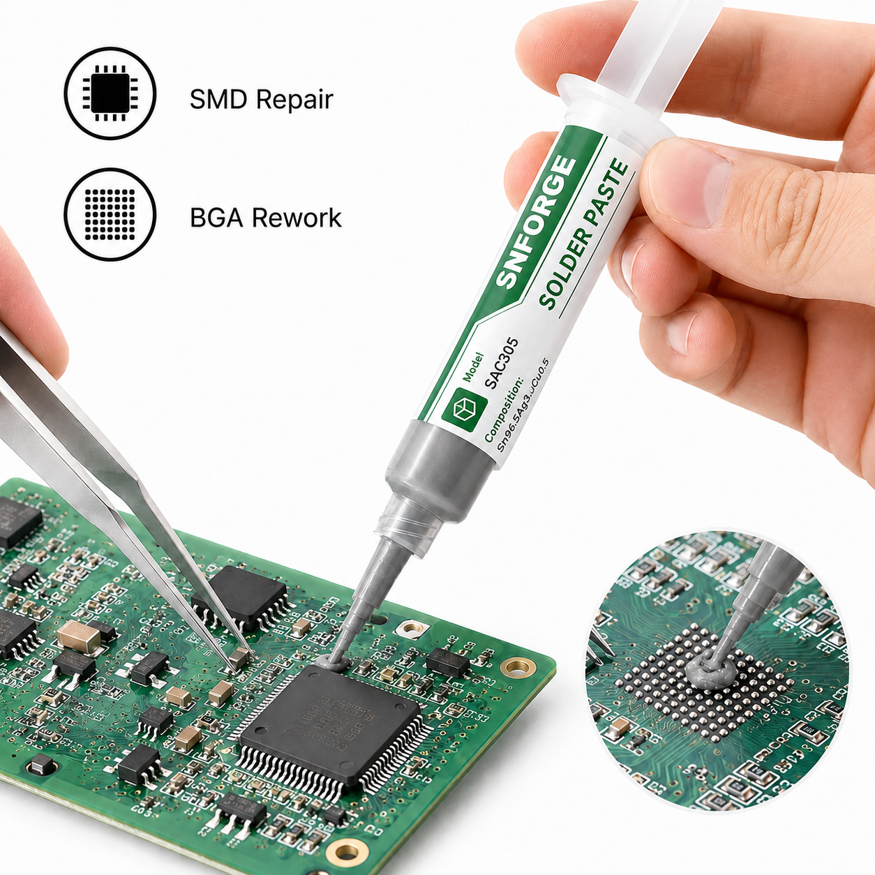 SAC305 Solder Paste Welding Ti – обзор и цена Diy Electronics Bench
