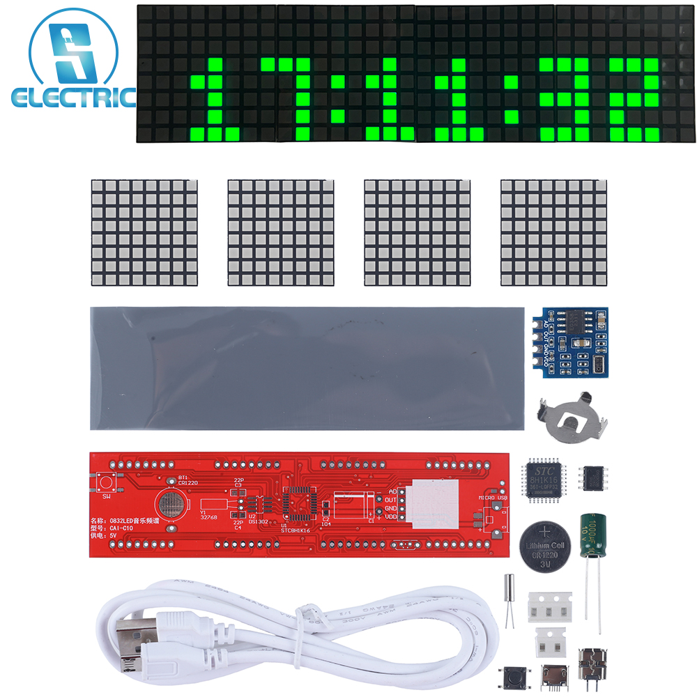 DIY Clock Kit Green LED Music  – обзор и цена Diy Electronics Projects For Students